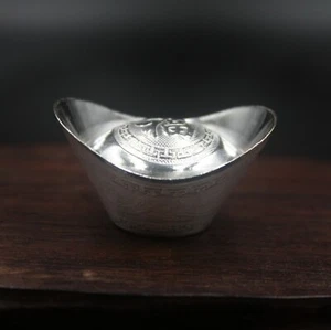 Fine S999 Silver Ingots Hollow Luck 福 Dragon Phoenix Pattern Decoration 10g - Picture 1 of 7