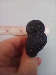 Owl Ring Carved From Ebony Wood. Large Vintage size K unique. Pagan Wicca - Bild 1 von 7