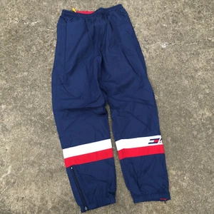 Vintage 90s Grunge Tommy Hilfiger Athletics Windbreaker Pants Flag Color Block M - Picture 1 of 9