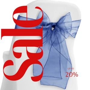 ORGANZA - NAVY - Chair Sashes Bows for Wedding Reception Event Banquets Chair - Picture 1 of 2