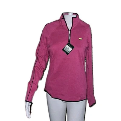Womans Small Masters Performance Tech 1/4 拉链长袖套衫 Fuchsia 全新带标签 — 第 1/4 张图片