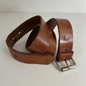 "Cinturón de cuero marrón para hombre HJ talla 34 hebilla plateada 1,5"" ancho elegante Italia" - Imagen 1 de 10