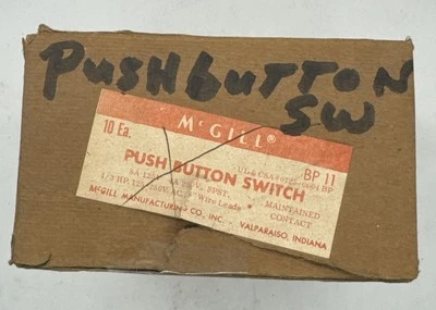 LOTE DE (8) INTERRUPTOR PULSADOR NUEVO STOCK ANTIGUO McGILL # BP-11 Foto 1 de 4