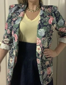 Vintage 80’s 90’s Blazer Womens Size 6 Floral Cottagecore Willow Ridge - Picture 1 of 11