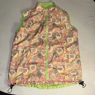 Peter Millar Women's Size Medium E4 Wind Floral Full Zip Polyester Golf Vest - Image 1 of 4