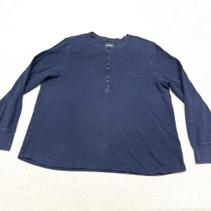 Camisa LL Bean Para Mujer 2XL Azul Marino Térmica Henley Waffle Tejido Camiseta Informal - Imagen 1 de 6