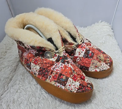 Botines Zapatillas Mujer Vintage 6.5-7.5 Mediano Retazos Edredón Casa Zapatos Sherpa Foto 1 de 4