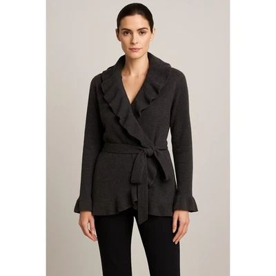 Cárdigan Suéter Gris Talla Grande Lafayette 148 Lana Cachemira Angora Foto 1 de 4