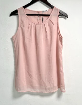 Blusa sin mangas Beyove para mujer S rosa chifón transparente en capas top de verano nueva con etiquetas Foto 1 de 4