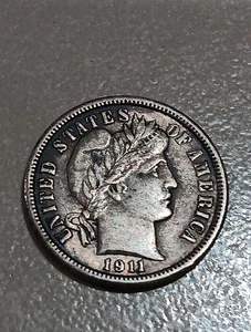 1911 10C Barber Dime tolle Details ungereinigter Artikel AB10 - Bild 1 von 6