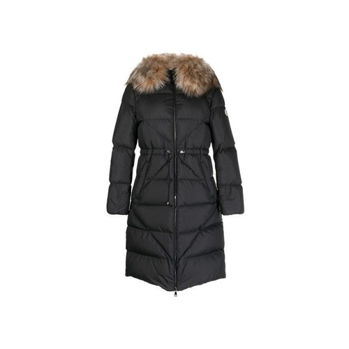 Giacca imbottita in pelliccia con logo Moncler nera 64078663