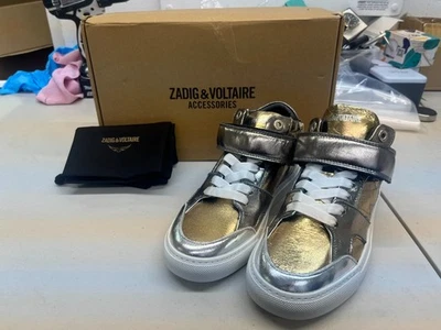 ZADIG & VOLTAIRE MID FLASH VINTAGE METAL MIX SNEAKERS - GOLD / SILVER - EU 37 - Image 1 of 4