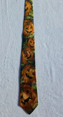 Jerry Garcia Halloween Calabaza Cuello Corbata Mariposa Trampa Cincuenta y Dos, 100% Seda Foto 1 de 4