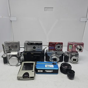 Lot Of 9 Cameras 2 Lens & 1 Nino 300 Series 12 Items For Part Or Repair Only - Picture 1 of 13