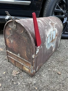 Vintage HUGE Primitive US Mailbox Galvanized Farm Mail Box Large Industrial - Picture 1 of 14