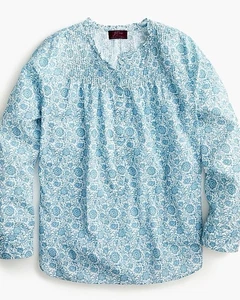 J Crew Cotton Poplin Popover Liberty London Devonshire Floral Shirt Ruffle L - Picture 1 of 5