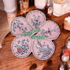 Unique 5 Sectioned Hors D'oeuvre Hand Painted Tray - Picture 1 of 2