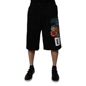 DOLCE & GABBANA Shorts Black CottonLogo Floral Print Bermuda IT56/W42/XXL 900usd - Picture 1 of 6