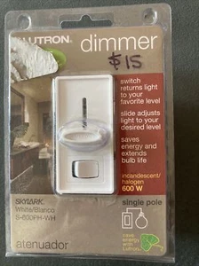 Lutron dimmer switch white S-600PH-WH single pole - Picture 1 of 9