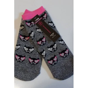 No Boundaries Black Cat with Heart Shaped Sunglasses Low Cut Socks. Size 4-10 - Picture 1 of 3