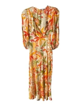 Vestido midi Farm Rio Leopardo Bosque Arena - XXS Foto 1 de 4