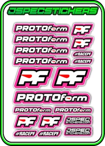 PROTOform RACE BODIES A5 STICKER SET RC CAR NITRO EP RACE PF BNIP PINK MUGEN - Picture 1 of 8