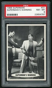 1966 Topps Superman Card #21 Superman's Warning PSA 8 - Imagen 1 de 3