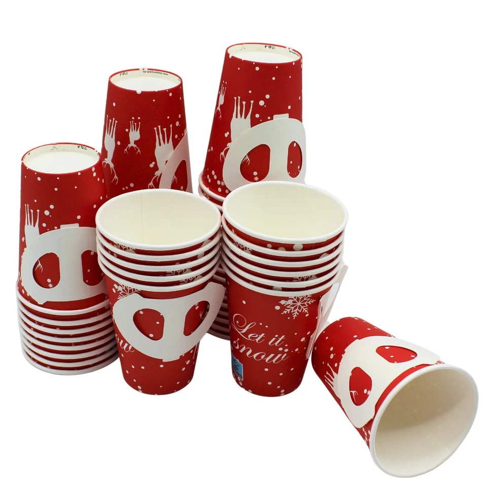 100-2000 Glühweinbecher mit Henkel Pappbecher Weihnachten Punsch Tee Pappe 200ml - Bild 1 von 2