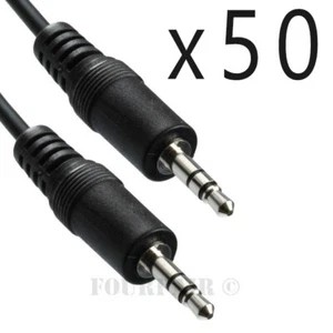 Lotto 50 confezioni - 12 piedi 1/8" 3,5 mm cuffie audio maschio cavo stereo M/M MP3 Aux PC - Foto 1 di 2