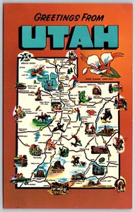 Postcard Greetings from Utah Labeled Art Map - Picture 1 of 2