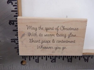 ART GONE WILD SPIRIT OF CHRISTMAS SAYING WOOD RUBBER STAMP EUC L4353 - Picture 1 of 2