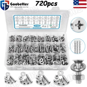 720x Phillips Kit de arandela de tuerca de tornillo de máquina de cabeza plana avellanada de acero inoxidable - Imagen 1 de 9