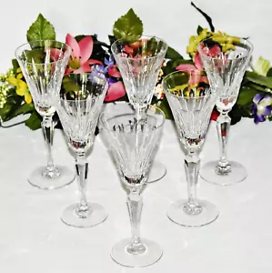 Wedgwood Set Of 6 Full Lead Crystal 8-3/8" Tiara Stem Wine Glasses - Picture 1 of 3