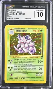 CGC 10 GEM MINT Nidoking 2000 Base Set 2 11/130 Holo Pokemon Card psa - Picture 1 of 2