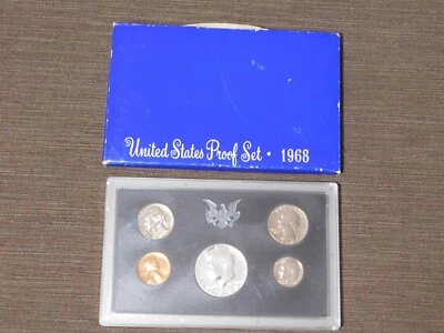 US COINS 40% SILVER HALF DOLLAR 1968-S 5 COIN UNITED STATES MINT PROOF SET - Image 1 of 4