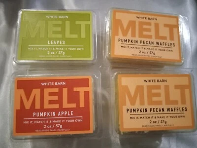 BBW WHITE BARN MELT PUMPKIN APPLE LEAVES PUMPKIN PECAN WAFFLES x 4 WAX MELTS - Image 1 of 4