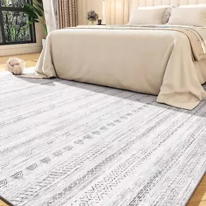 5X7 Area Rugs for Living Room Machine Washable Rug Distressed Indoor Carpet Neut - Picture 1 of 12