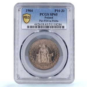 Poland 10 zlotych Kazimierz Wielki Jagiello University Proba SP65 PCGS coin 1964 - Picture 1 of 4