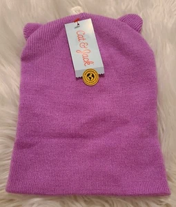 Cat&Jack lila Bündchen Beanie Mütze mit Ohren weich Mädchen Einheitsgröße violett Neu mit Etikett - Bild 1 von 2