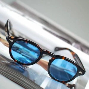 Vintage Johnny Depp sunglasses mens tortoise glasses blue lense strong hinge M - Picture 1 of 5