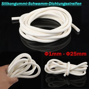 1mm-25mm Silikonkautschuk Rundstreifen Schwammstreifen Wasserdicht Dichtung Weiß - Picture 1 of 11