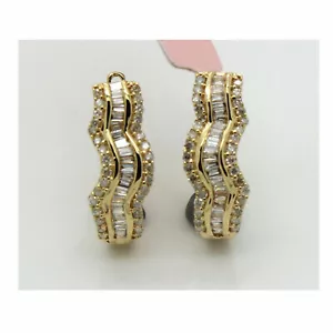 0.56 Cttw Genuine Diamond Hoop Earrings 10k Yellow Gold Clarity-I2 & Color-J - Picture 1 of 5
