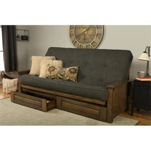 Kodiak Furniture Washington Queen-size Wood Storage Futon-Charcoal Gray Mattress - Picture 1 of 9