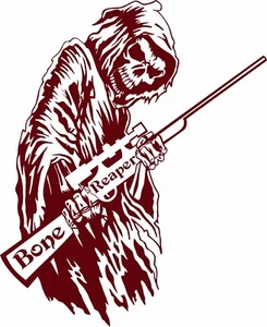 Bone Grim Reaper Gun Rifle Hunting Deer Car Truck Window Vinyl Decal Sticker - Picture 1 of 2