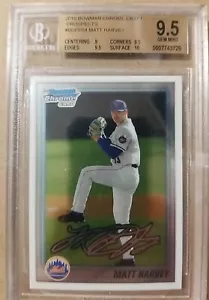 2010 Bowman Draft Picks Prospects BDPP84 Matt Harvey RC BGS 9.5 GEM MT 3729 - Picture 1 of 2