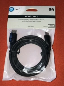 Hdmi Cable 6ft Brand New ONN Black High Speed - Picture 1 of 2