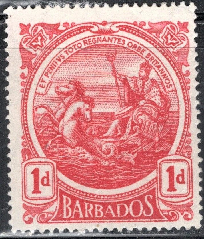 Sello de Barbados Scott #129, 1p, rojo, sello de colonia, MLH, SCV $3,00 Foto 1 de 1