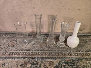 Lot Of 5 Mini & Small Vases Various Sizes & Shapes Crystal, Glass, And Ceramic - Picture 1 of 8