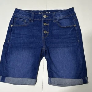 Arizona Denim Jean Shorts Bermuda Button Fly Adjustable Waist Girls Sz 12 - Picture 1 of 6