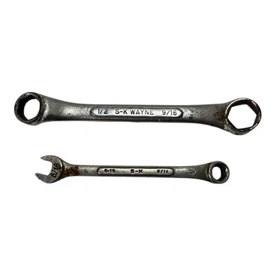 SK Tools 6 Point Box Wrench 1/2" 9/16" SAE M-1618 & C-10 5/16” Made in USA - Image 1 of 4